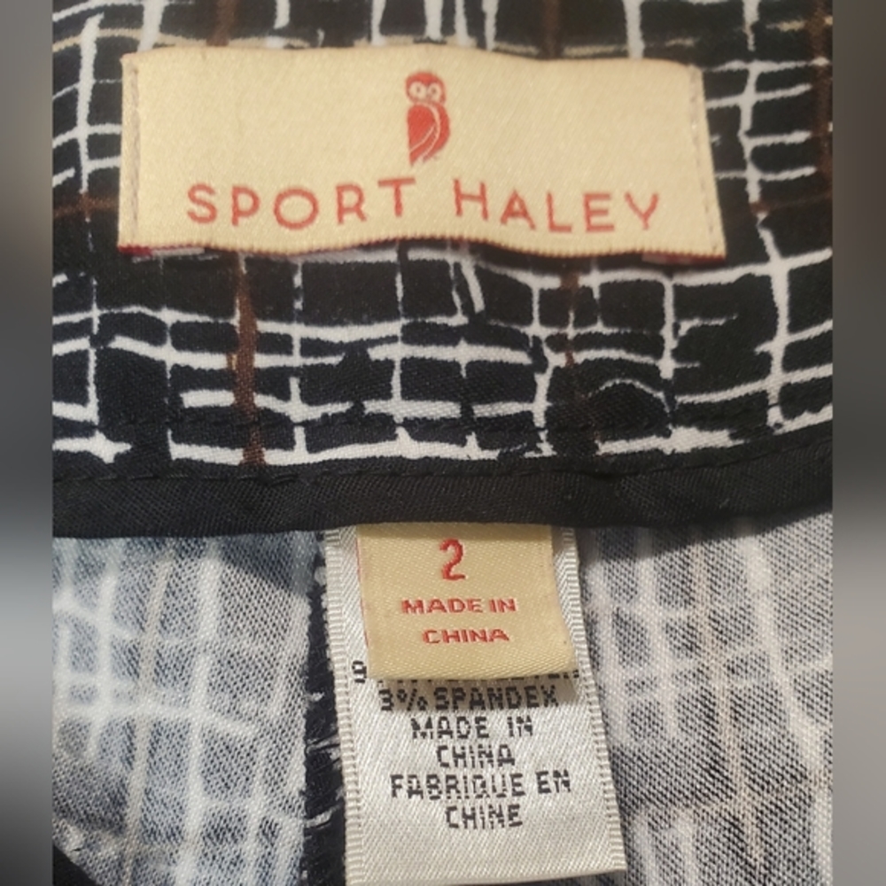SPORT HALEY golf size 2 womens brown/black striped straight shorts with pockets - Picture 3 of 10